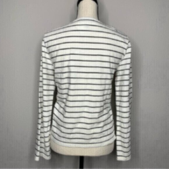 J. Crew Black & White Long Sleeve Striped With Velvet Bow - Picture 5 of 9
